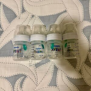 Philips AVENT Clear Baby Bottles - Set of 4, White & Teal Accents